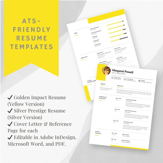 The Professional Resume Duo (Yellow & Silver Versions)